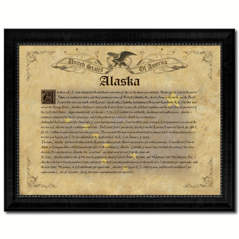 Alaska State Vintage Flag Canvas Print with Black Picture Frame Home Decor Man Cave Wall Art Collectible Decoration Artwork Gifts