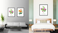 Purple Rose Flower Canvas Print with Picture Frame Floral Home Decor Wall Art Living Room Decoration Gifts