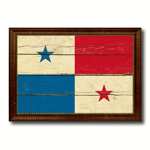 Panama Country Flag Vintage Canvas Print with Brown Picture Frame Home Decor Gifts Wall Art Decoration Artwork