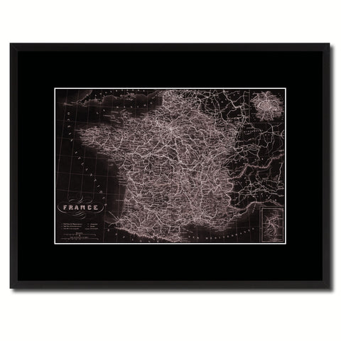 France Paris Vintage Vivid Sepia Map Canvas Print, Picture Frames Home Decor Wall Art Decoration Gifts