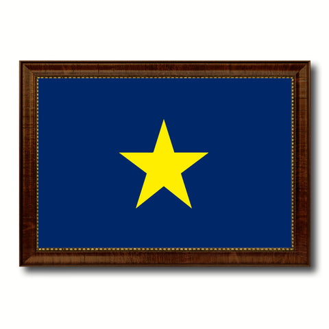 Burnet's 1st Texas Republic 1836-1839 Military Flag Canvas Print with Brown Picture Frame Home Decor Wall Art Gift Ideas