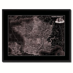 Mideavel France Crusades Vintage Vivid Sepia Map Canvas Print, Picture Frames Home Decor Wall Art Decoration Gifts