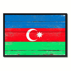 Azerbaijan Country National Flag Vintage Canvas Print with Picture Frame Home Decor Wall Art Collection Gift Ideas