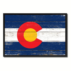 Colorado State Flag Vintage Canvas Print with Black Picture Frame Home DecorWall Art Collectible Decoration Artwork Gifts
