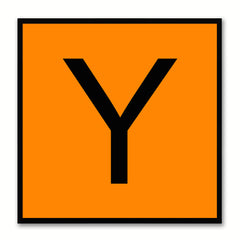 Alphabet Y Orange Canvas Print Black Frame Kids Bedroom Wall Décor Home Art