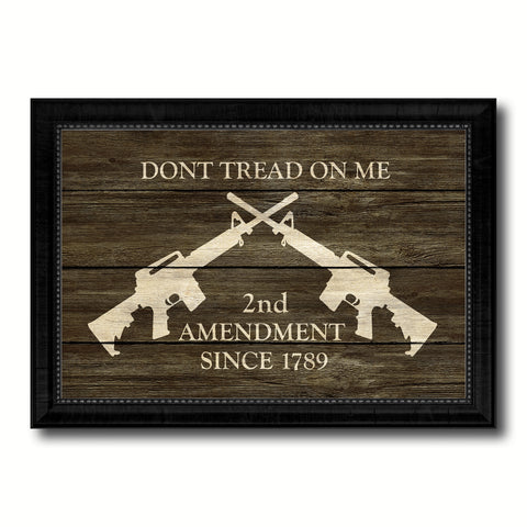 2nd Amendment Dont Tread On Me M4 Rifle Military Flag Texture Canvas Print with Black Picture Frame Gift Ideas Home Decor Wall Art
