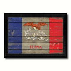 Iowa State Vintage Flag Canvas Print with Black Picture Frame Home Decor Man Cave Wall Art Collectible Decoration Artwork Gifts
