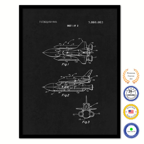 1975 Rocket Space Shuttle Old Patent Art Print on Canvas Custom Framed Vintage Home Decor Wall Decoration Great for Gifts
