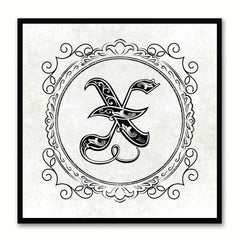Alphabet X White Canvas Print Black Frame Kids Bedroom Wall Décor Home Art