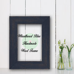 Wheathered Blue Shabby Chic Home Decor Custom Frame Great for Farmhouse Vintage Rustic Wood Picture Frame