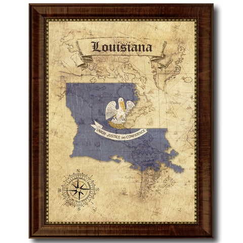 Louisiana State Flag Vintage Canvas Print with Black Picture Frame Home DecorWall Art Collectible Decoration Artwork Gifts