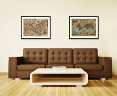 Land Vintage Antique Map Wall Art Home Decor Gift Ideas Canvas Print Custom Picture Frame