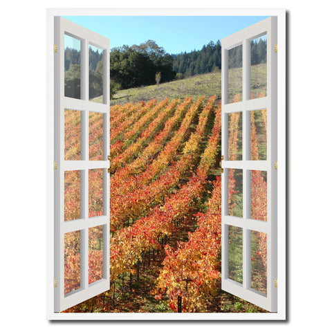 Wine Vineyards Sonoma California Picture French Window Canvas Print with Frame Gifts Home Decor Wall Art Collection