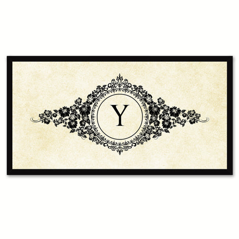 Alphabet Letter Y White Canvas Print, Black Custom Frame