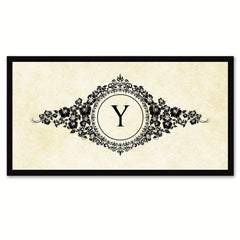 Alphabet Letter Y White Canvas Print, Black Custom Frame