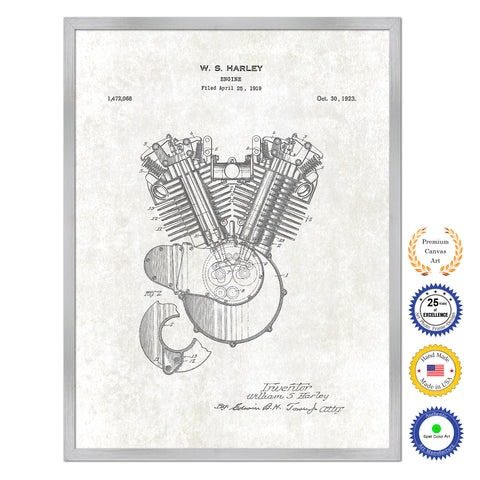 1923 Engine Old Patent Art Print on Canvas Custom Framed Vintage Home Decor Wall Decoration Great for Gifts