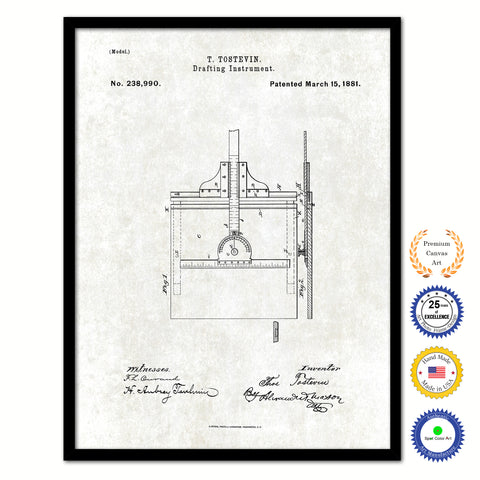 1881 Drafting Instrument Old Patent Art Print on Canvas Custom Framed Vintage Home Decor Wall Decoration Great for Gifts