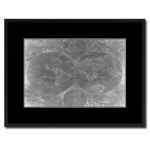 The World Circa Vintage Monochrome Map Canvas Print, Gifts Picture Frames Home Decor Wall Art
