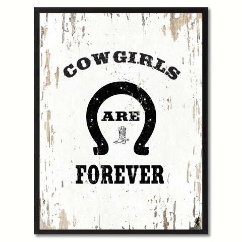 Cowgirls Are Forever Saying Canvas Print, Black Picture Frame Home Decor Wall Art Gifts