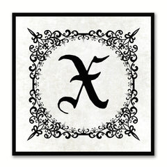 Alphabet X White Canvas Print Black Frame Kids Bedroom Wall Décor Home Art