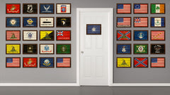 Texas History Lorenzo De Zavala Military Flag Texture Canvas Print with Brown Picture Frame Home Decor Wall Art Gifts