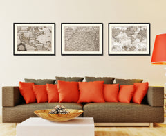 West Virginia Vintage Sepia Map Canvas Print, Picture Frame Gifts Home Decor Wall Art Decoration