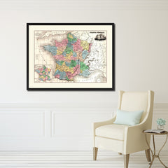 Mideavel France Crusades Vintage Antique Map Wall Art Home Decor Gift Ideas Canvas Print Custom Picture Frame