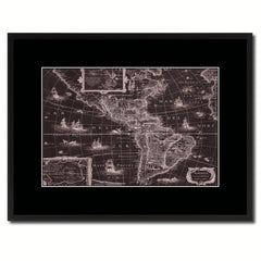 America Vintage Vivid Sepia Map Canvas Print, Picture Frames Home Decor Wall Art Decoration Gifts