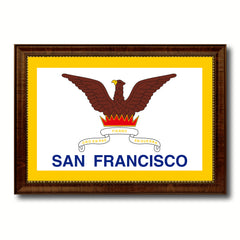 San Francisco City San Francisco State Flag Canvas Print Brown Picture Frame