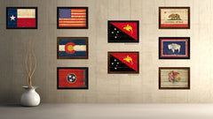 Papua New Guinea Country Flag Vintage Canvas Print with Brown Picture Frame Home Decor Gifts Wall Art Decoration Artwork
