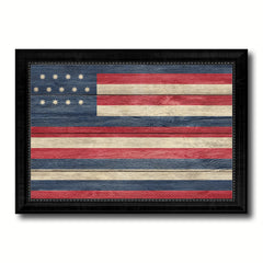Serapis John Paul Joans Historical Revolutionary flag Texture Canvas Print with Black Picture Frame Gift Ideas Home Decor Wall Art