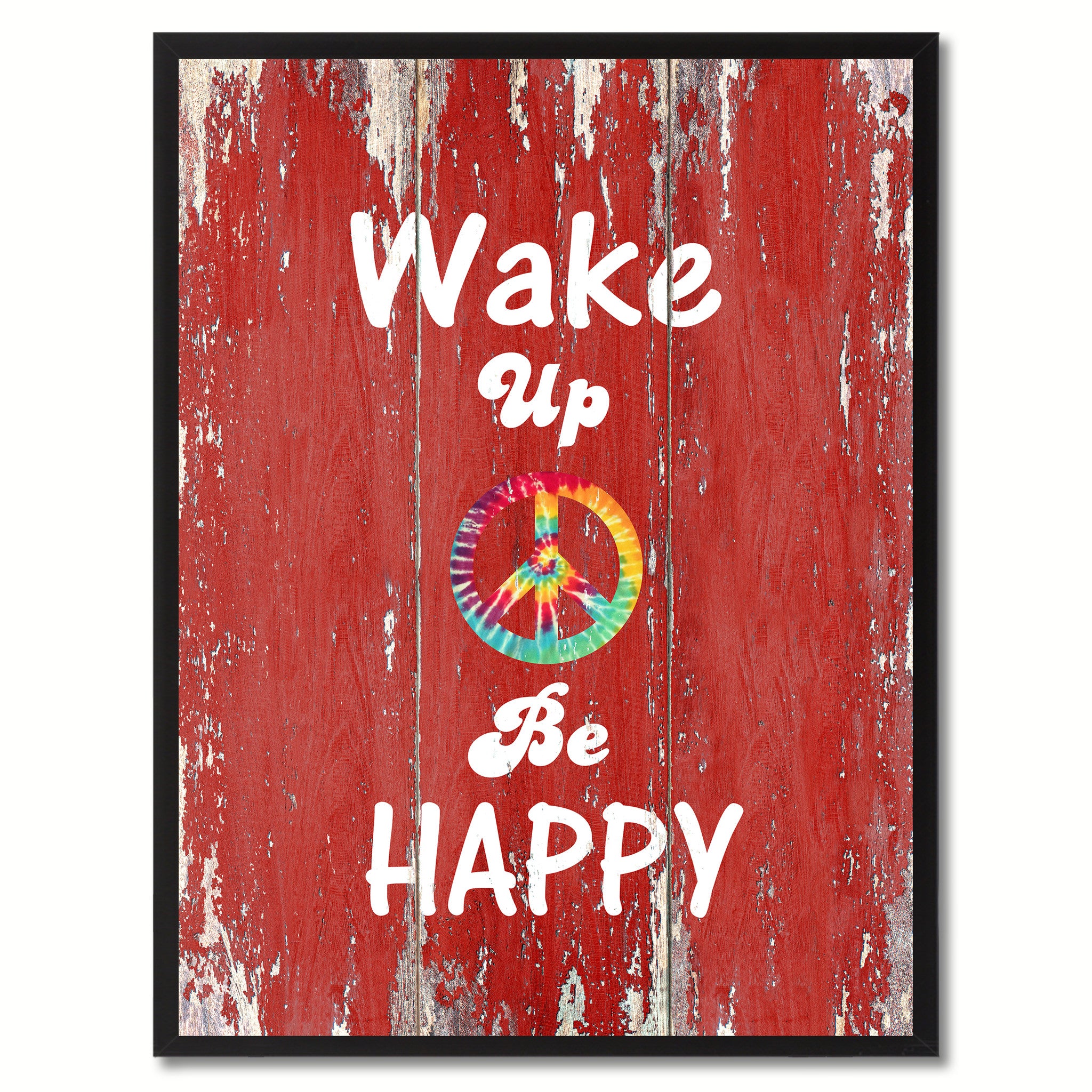 Wake Up & Be Happy Saying Canvas Print, Black Picture Frame Home Decor Wall Art Gifts