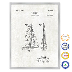 1983 Sailboat Old Patent Art Print on Canvas Custom Framed Vintage Home Decor Wall Decoration Great for Gifts