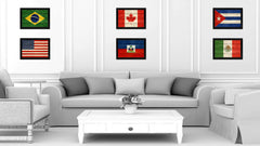 Haiti Country Flag Texture Canvas Print with Black Picture Frame Home Decor Wall Art Decoration Collection Gift Ideas