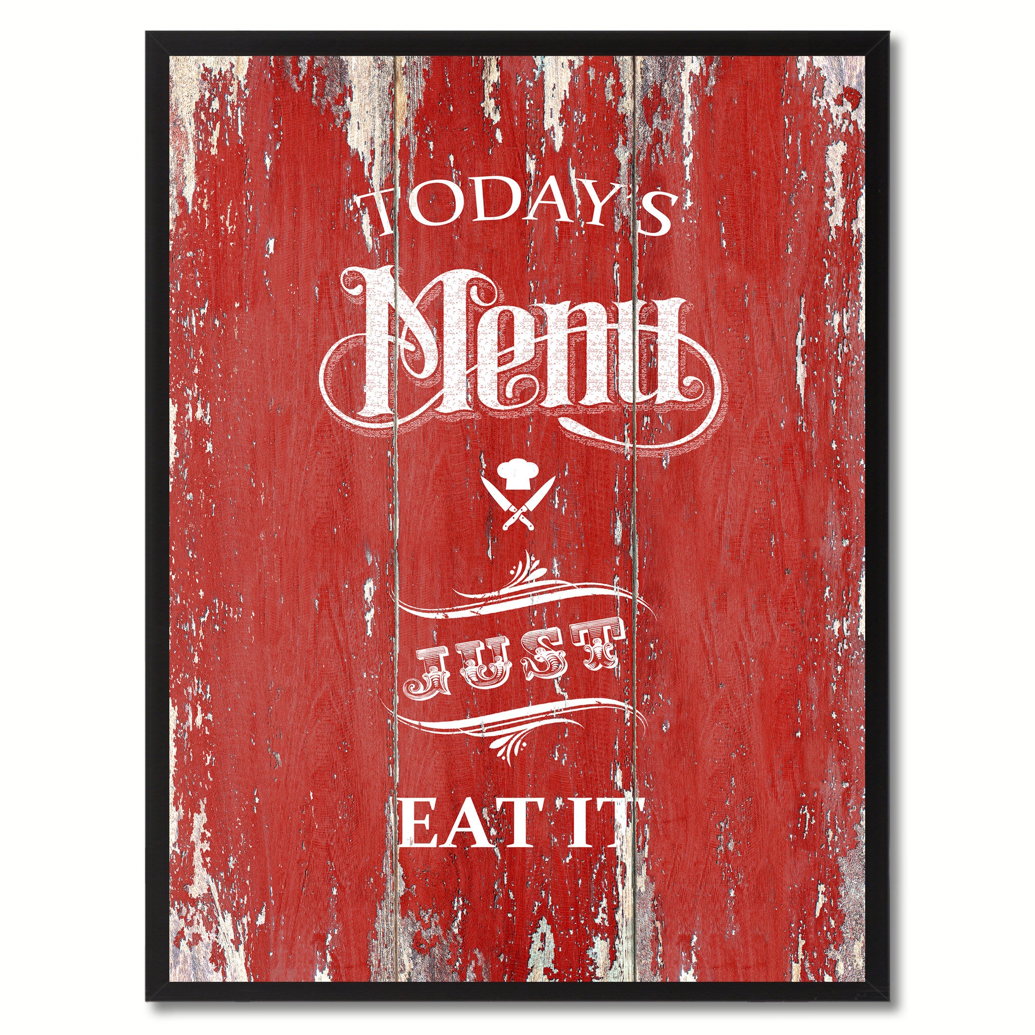 Today's menu just eat it Quote Saying Canvas Print with Picture Frame Home Decor Wall Art, Red