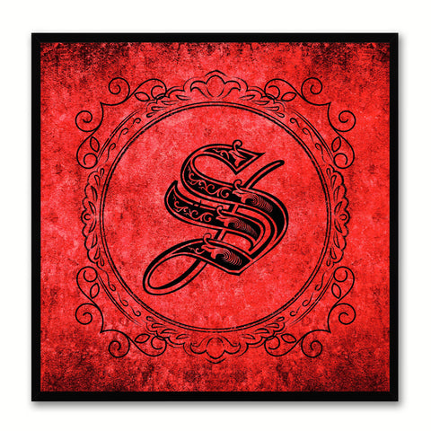 Alphabet S Red Canvas Print Black Frame Kids Bedroom Wall Décor Home Art