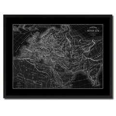 Europe In The Middle Ages Crusades Vintage Monochrome Map Canvas Print, Gifts Picture Frames Home Decor Wall Art