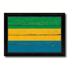 Gabon Country Flag Vintage Canvas Print with Black Picture Frame Home Decor Gifts Wall Art Decoration Artwork