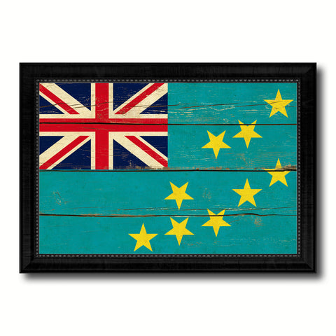 Tuvalu Country Flag Vintage Canvas Print with Black Picture Frame Home Decor Gifts Wall Art Decoration Artwork