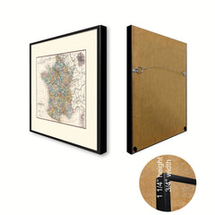 France Paris Vintage Antique Map Wall Art Home Decor Gift Ideas Canvas Print Custom Picture Frame