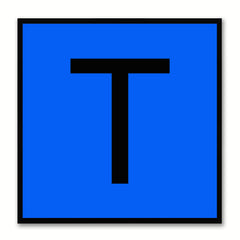 Alphabet T Blue Canvas Print Black Frame Kids Bedroom Wall Décor Home Art