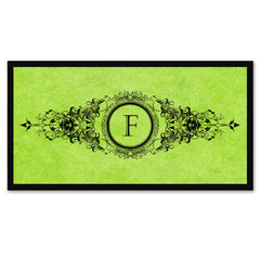 Alphabet Letter F Green Canvas Print Black Frame Kids Bedroom Wall Décor Home Art