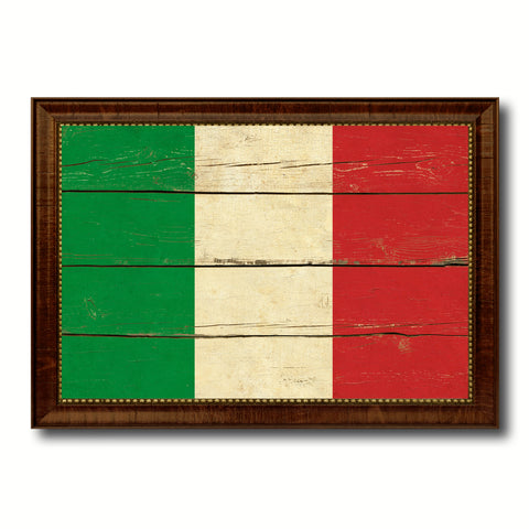 Italy Country Flag Vintage Canvas Print with Brown Picture Frame Home Decor Gifts Wall Art Decoration Artwork