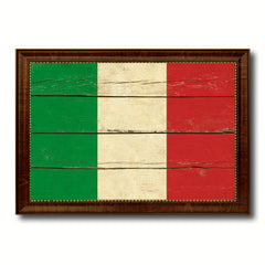 Italy Country Flag Vintage Canvas Print with Brown Picture Frame Home Decor Gifts Wall Art Decoration Artwork