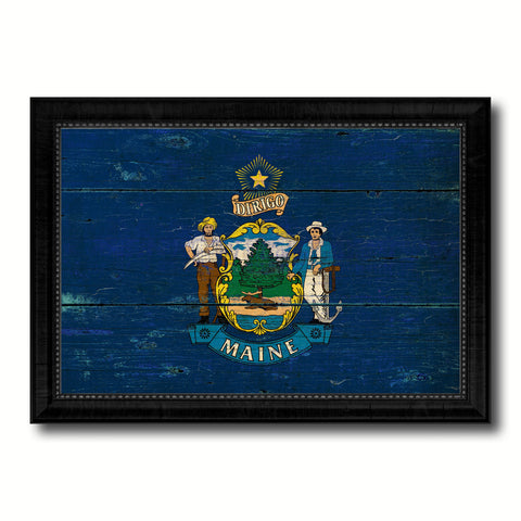 Maine Vintage History Flag Canvas Print, Picture Frame Gift Ideas Home Décor Wall Art Decoration