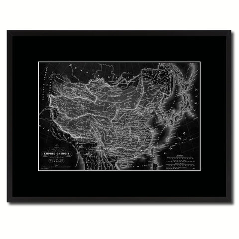China Japan Korea Vintage Monochrome Map Canvas Print, Gifts Picture Frames Home Decor Wall Art