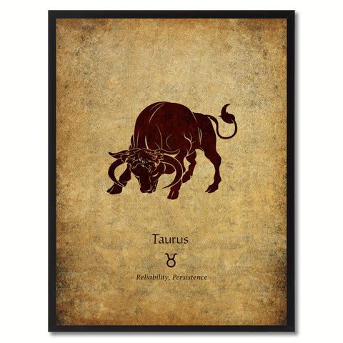 Zodiac Taurus Horoscope Astrology Canvas Print, Black Picture Frame Gifts Home Decor Wall Art Decoration