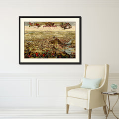 Mountain Fortress Vintage Antique Map Wall Art Home Decor Gift Ideas Canvas Print Custom Picture Frame