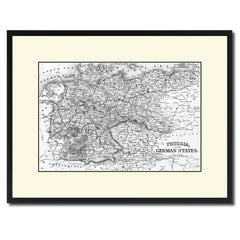 Prussia Germany Vintage B&W Map Canvas Print, Picture Frame Home Decor Wall Art Gift Ideas