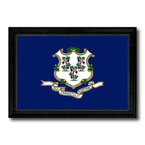 Connecticut State Flag Canvas Print with Custom Black Picture Frame Home Decor Wall Art Decoration Gifts